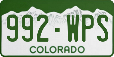 CO license plate 992WPS