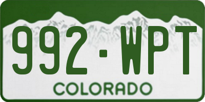 CO license plate 992WPT