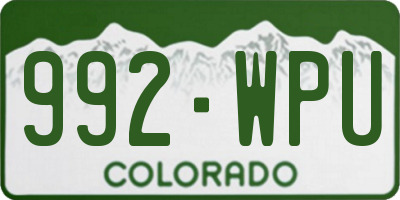CO license plate 992WPU