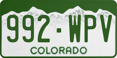 CO license plate 992WPV