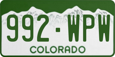 CO license plate 992WPW