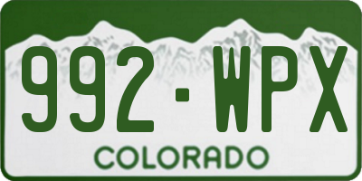 CO license plate 992WPX