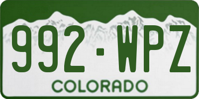 CO license plate 992WPZ