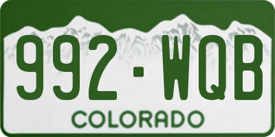 CO license plate 992WQB