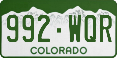 CO license plate 992WQR
