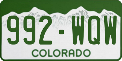 CO license plate 992WQW