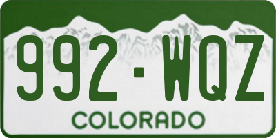 CO license plate 992WQZ