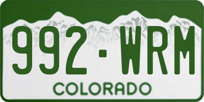 CO license plate 992WRM
