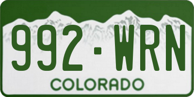 CO license plate 992WRN