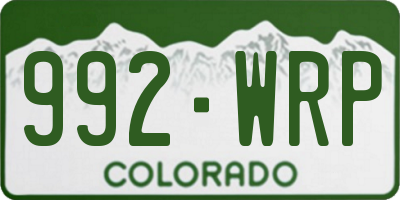 CO license plate 992WRP