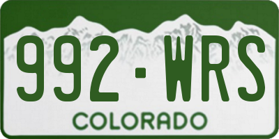 CO license plate 992WRS