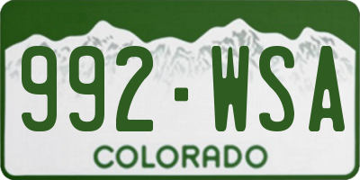 CO license plate 992WSA