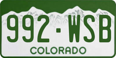 CO license plate 992WSB