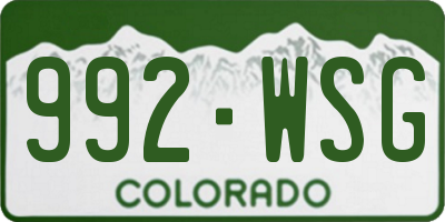 CO license plate 992WSG