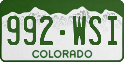 CO license plate 992WSI