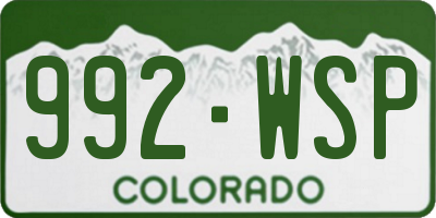 CO license plate 992WSP