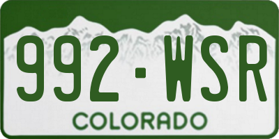 CO license plate 992WSR