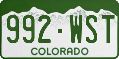 CO license plate 992WST