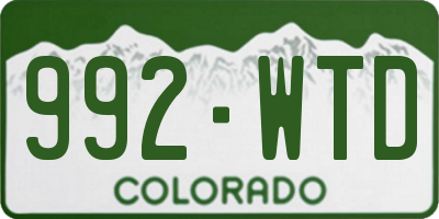 CO license plate 992WTD