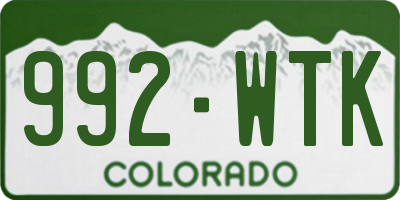CO license plate 992WTK