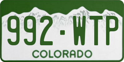 CO license plate 992WTP