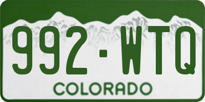 CO license plate 992WTQ