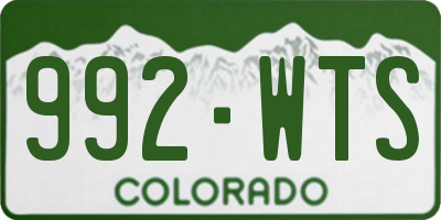 CO license plate 992WTS