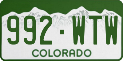 CO license plate 992WTW