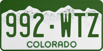 CO license plate 992WTZ