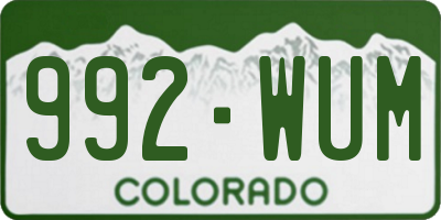 CO license plate 992WUM
