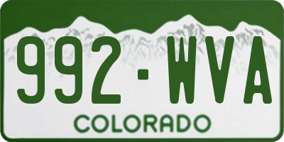CO license plate 992WVA