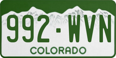 CO license plate 992WVN