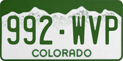 CO license plate 992WVP