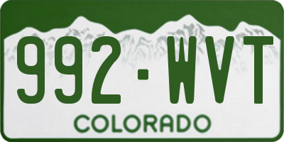 CO license plate 992WVT