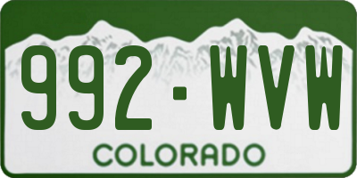 CO license plate 992WVW