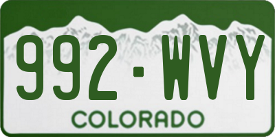CO license plate 992WVY