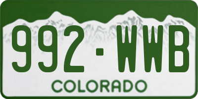 CO license plate 992WWB