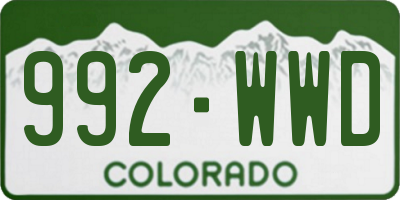 CO license plate 992WWD