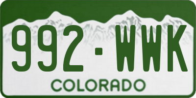 CO license plate 992WWK