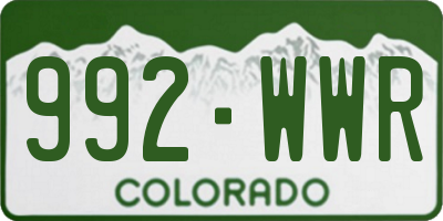 CO license plate 992WWR