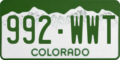 CO license plate 992WWT