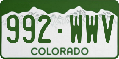 CO license plate 992WWV