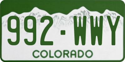 CO license plate 992WWY
