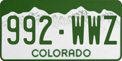 CO license plate 992WWZ