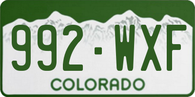CO license plate 992WXF