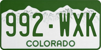 CO license plate 992WXK