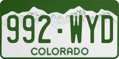 CO license plate 992WYD