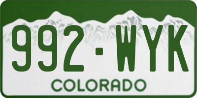 CO license plate 992WYK
