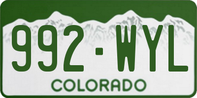 CO license plate 992WYL