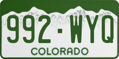 CO license plate 992WYQ